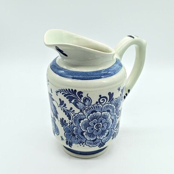 Vintage Delft Blue Distel Hand Painted Holland Ceramic Pitcher - Picture 2 of 7
